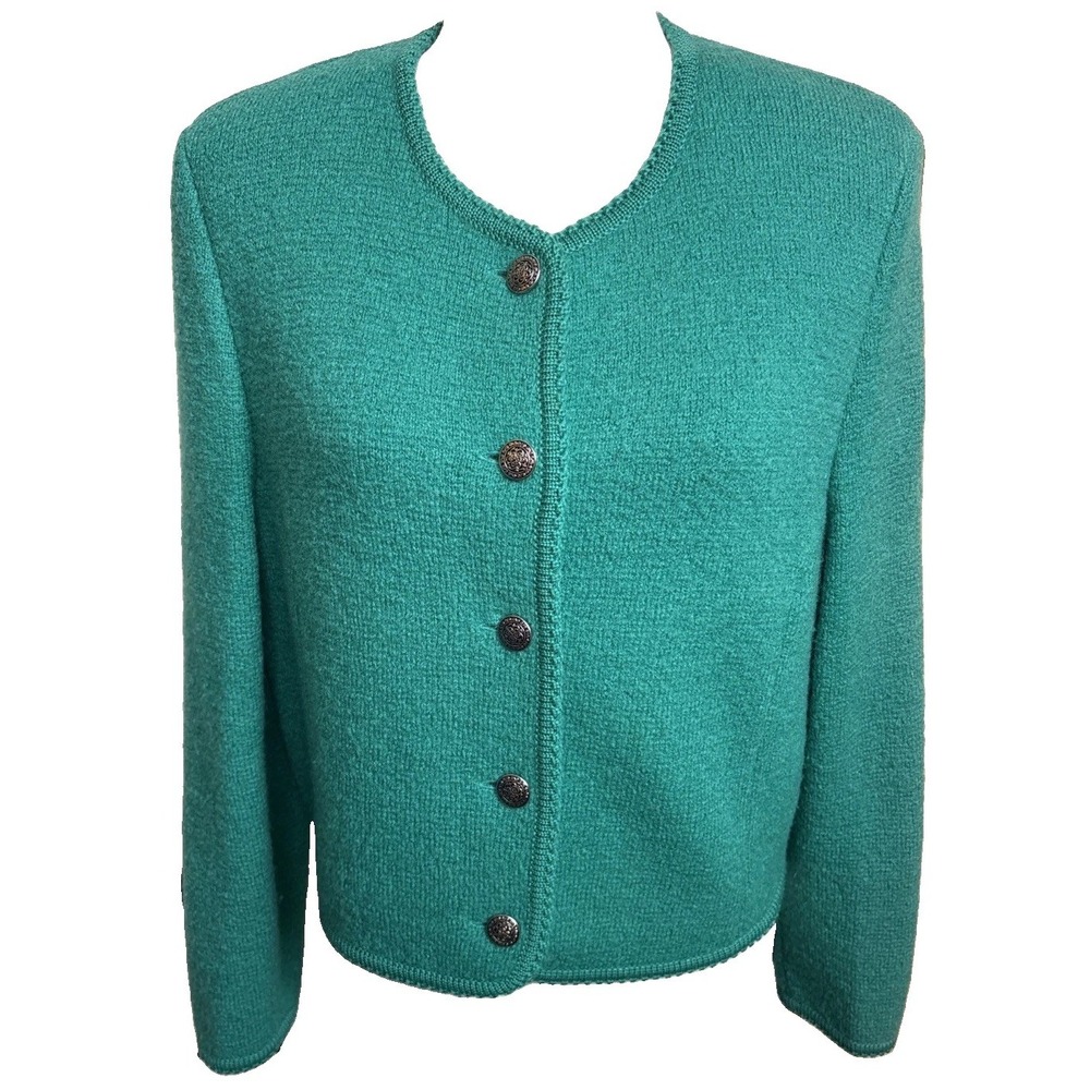 Vintage Talbots Petites Boiled Wool Jacket Womens 4P Teal Button Front